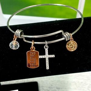 NIB Love this Life Faith, Have Faith Silver Plated Charm Bracelet Gift Box